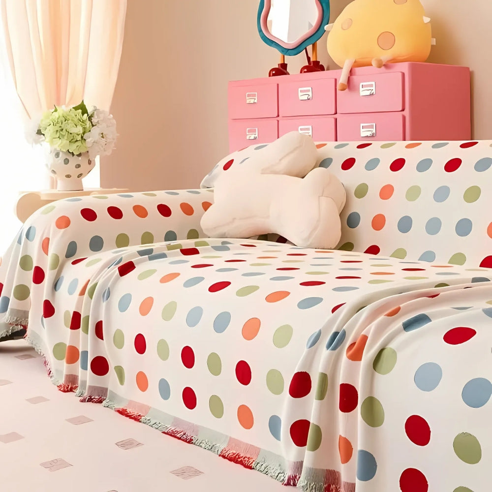 farverig Polka Dot Sofa Cover