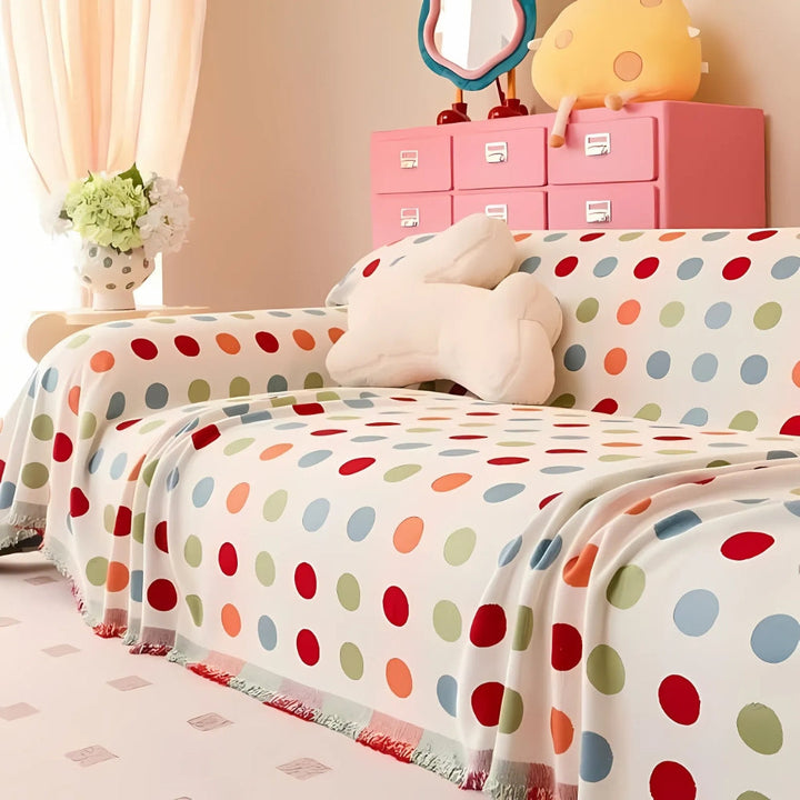 farverig Polka Dot Sofa Cover