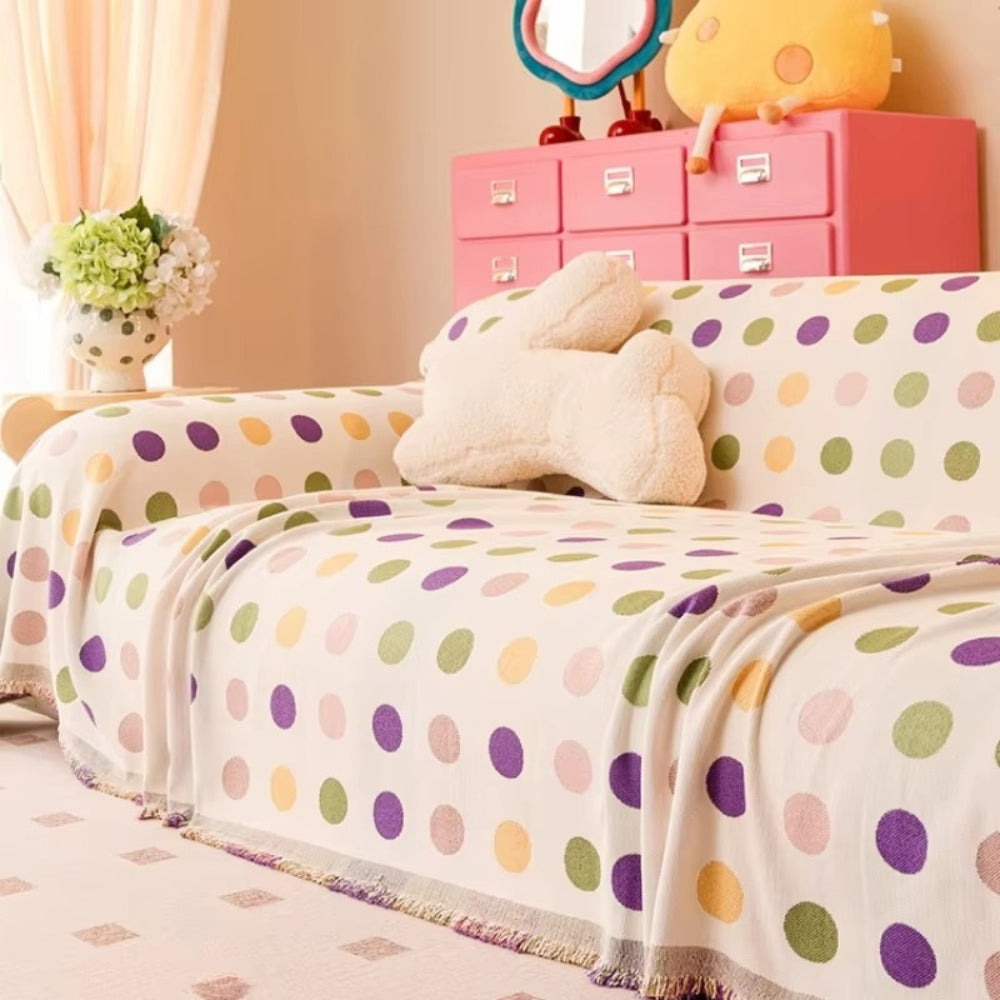 farverig Polka Dot Sofa Cover