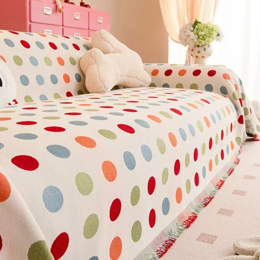 farverig Polka Dot Sofa Cover