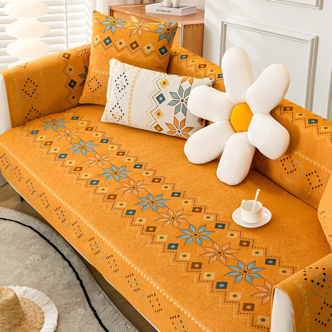 Boho Stil Sofa Cover – Elastisk &amp; Brug Året Rundt | Beskytter og Giver et Nyt Udseende |