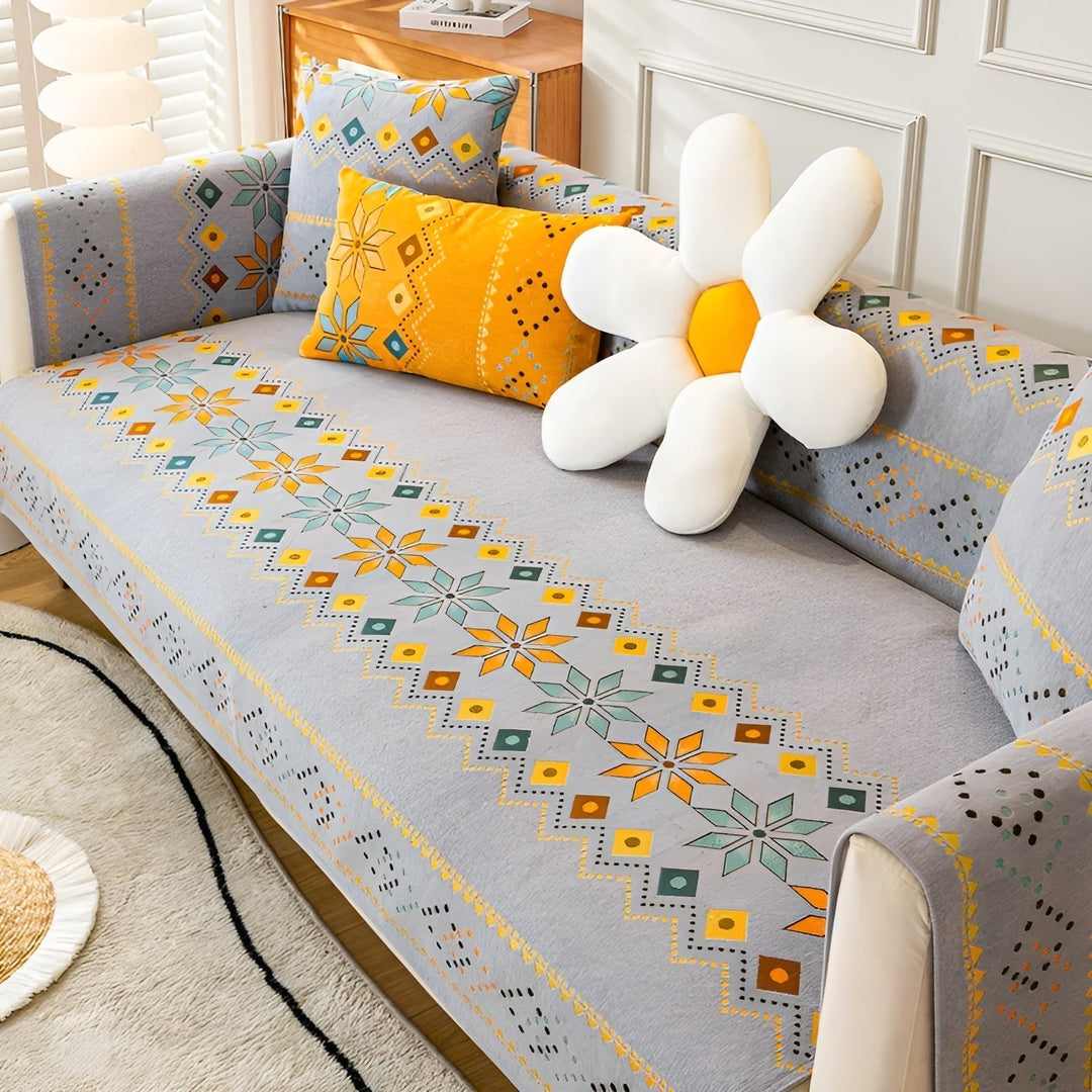 Boho Stil Sofa Cover – Elastisk &amp; Brug Året Rundt | Beskytter og Giver et Nyt Udseende |