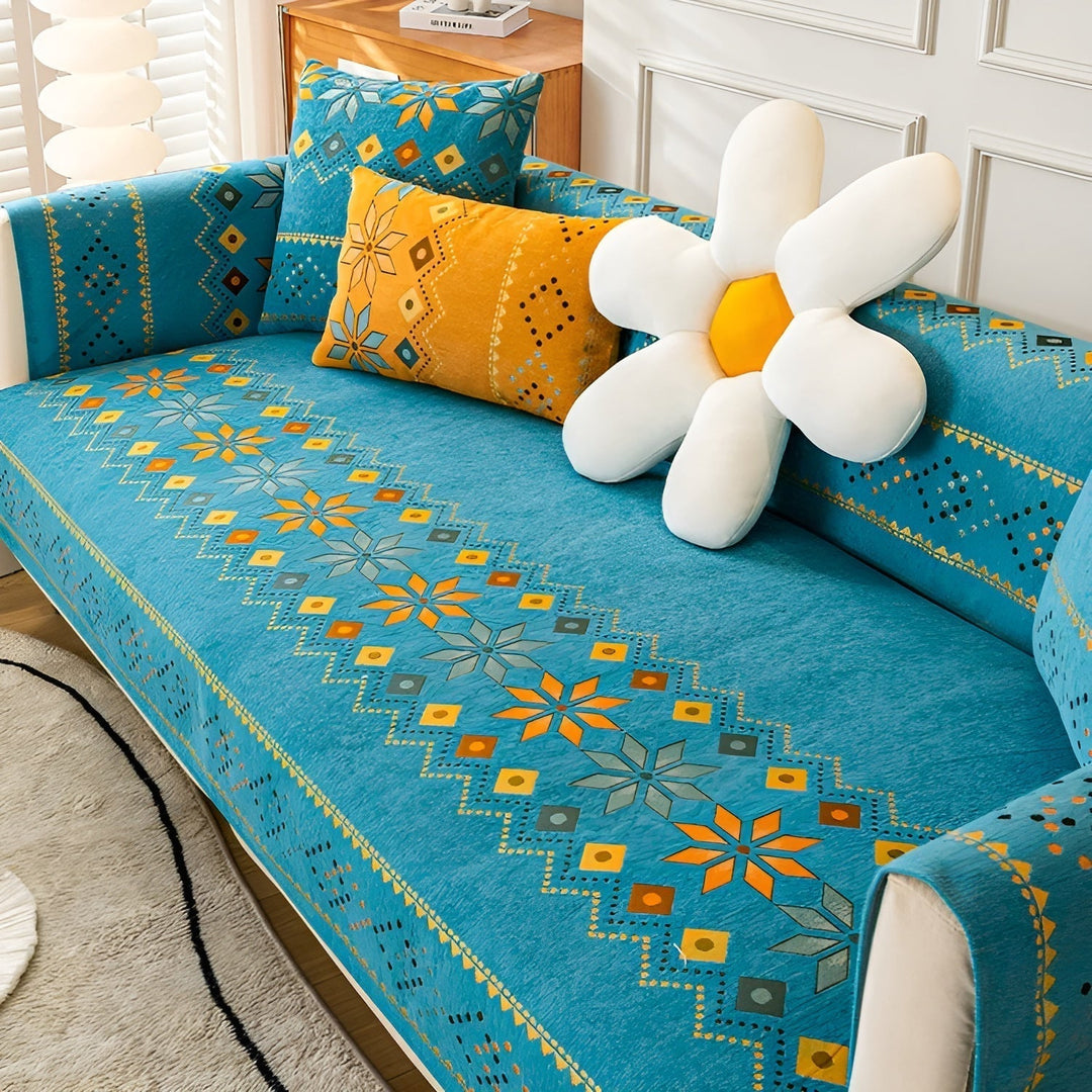 Boho Stil Sofa Cover – Elastisk &amp; Brug Året Rundt | Beskytter og Giver et Nyt Udseende |