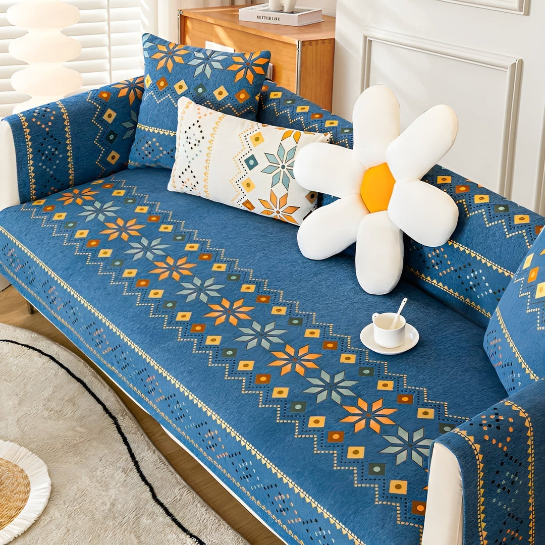 Boho Stil Sofa Cover – Elastisk &amp; Brug Året Rundt | Beskytter og Giver et Nyt Udseende |