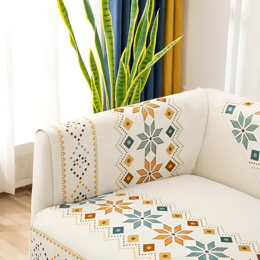 Boho Stil Sofa Cover – Elastisk &amp; Brug Året Rundt | Beskytter og Giver et Nyt Udseende |