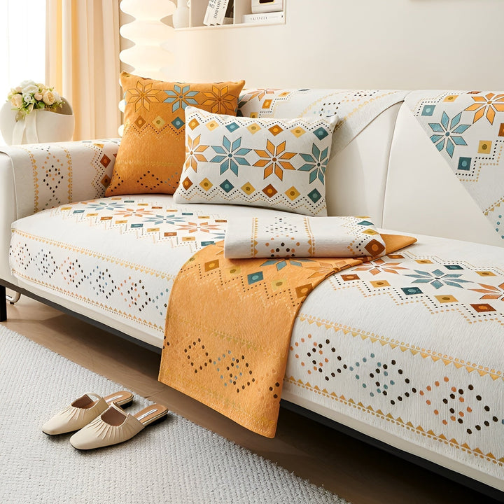 Boho Stil Sofa Cover – Elastisk &amp; Brug Året Rundt | Beskytter og Giver et Nyt Udseende |