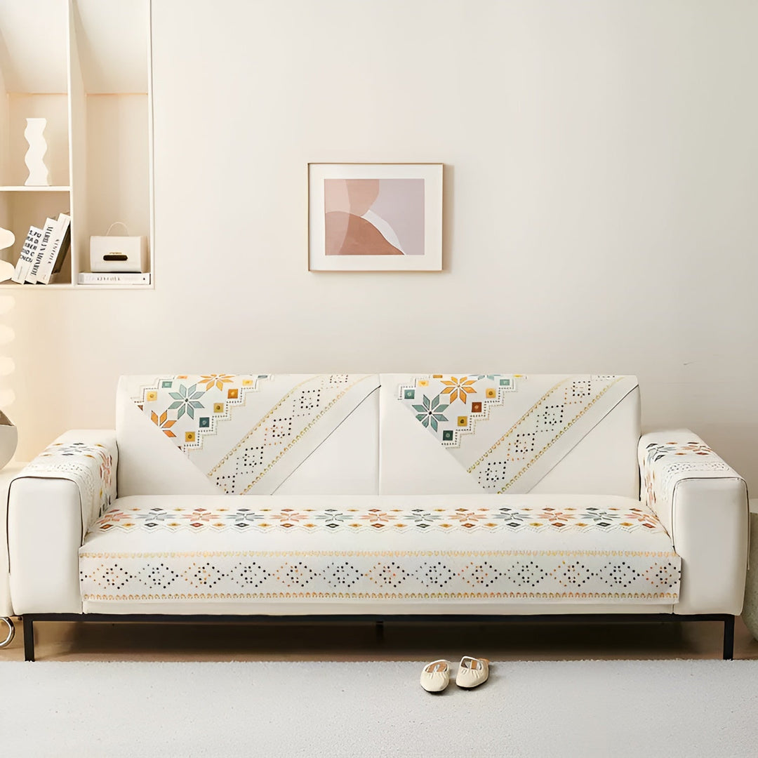 Boho Stil Sofa Cover – Elastisk &amp; Brug Året Rundt | Beskytter og Giver et Nyt Udseende |