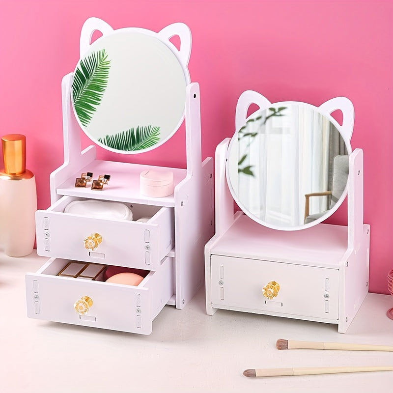 MeowGlow - Makeup Spejl med Katteører og Opbevaring