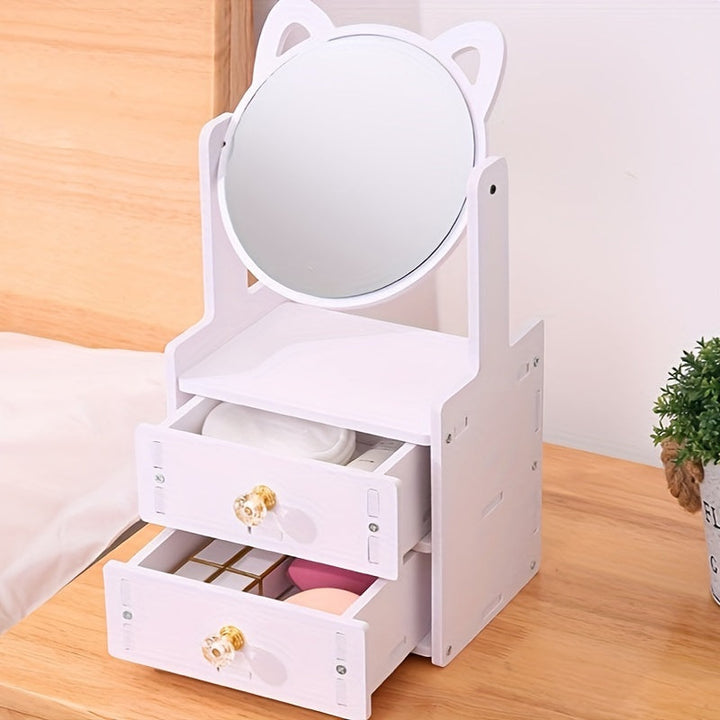 MeowGlow - Makeup Spejl med Katteører og Opbevaring