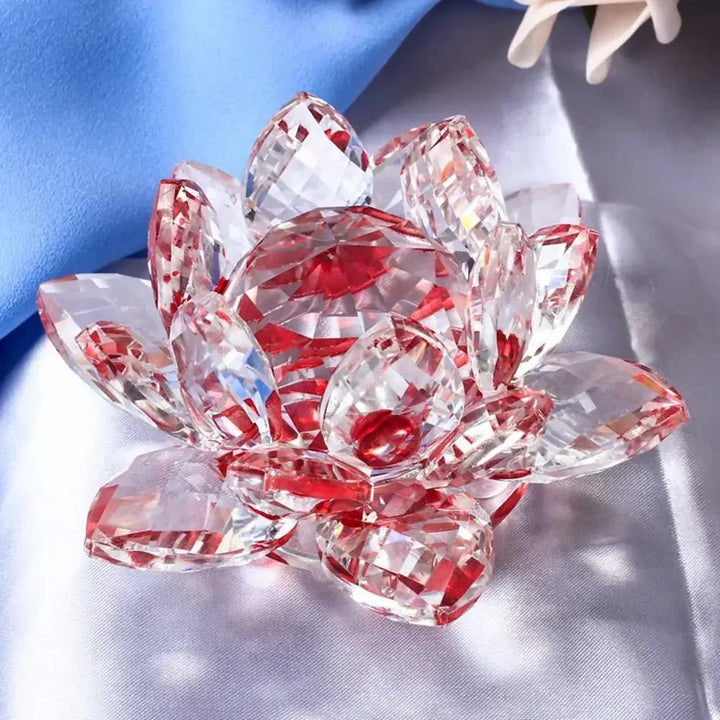 Krystal Lotus Blomst Figurine Hjem Bryllup Dekoration Glas Kunst Samling Papirvægt Kontor Bord Ornamenter Souvenir Gaver