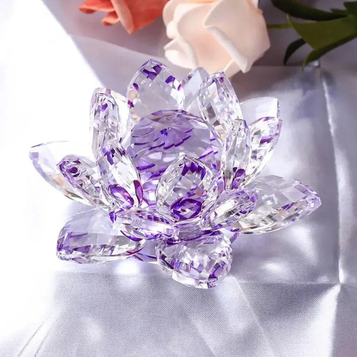 Krystal Lotus Blomst Figurine Hjem Bryllup Dekoration Glas Kunst Samling Papirvægt Kontor Bord Ornamenter Souvenir Gaver
