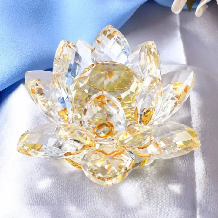 Krystal Lotus Blomst Figurine Hjem Bryllup Dekoration Glas Kunst Samling Papirvægt Kontor Bord Ornamenter Souvenir Gaver
