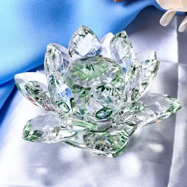 Krystal Lotus Blomst Figurine Hjem Bryllup Dekoration Glas Kunst Samling Papirvægt Kontor Bord Ornamenter Souvenir Gaver