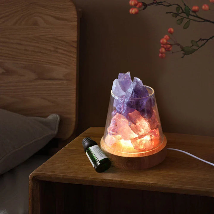 Himalaya Saltlampe - Krystal Nattelys &amp; Æterisk Oliediffuser