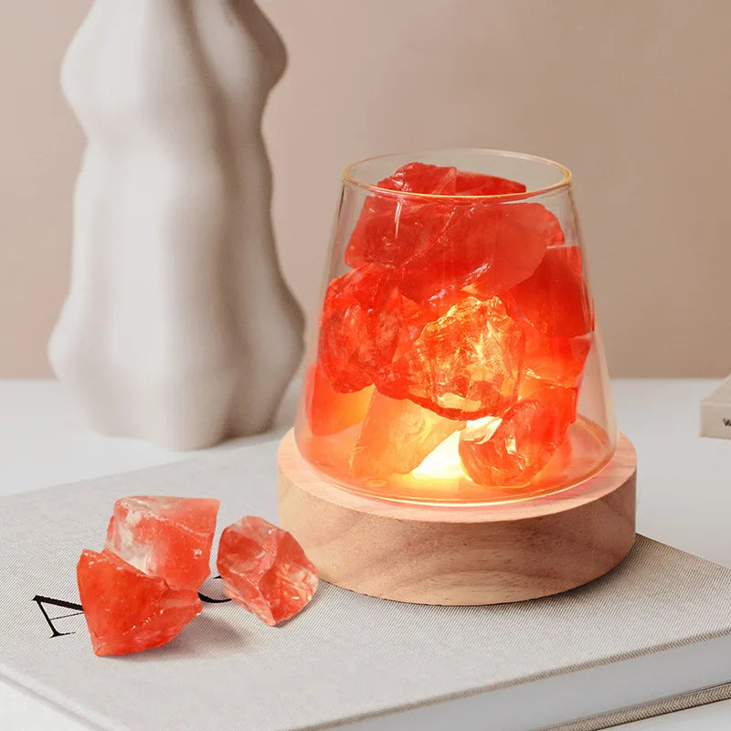 Himalaya Saltlampe - Krystal Nattelys &amp; Æterisk Oliediffuser