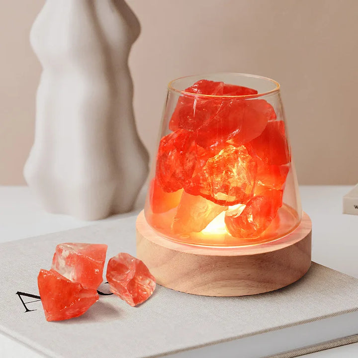 Himalaya Saltlampe - Krystal Nattelys &amp; Æterisk Oliediffuser