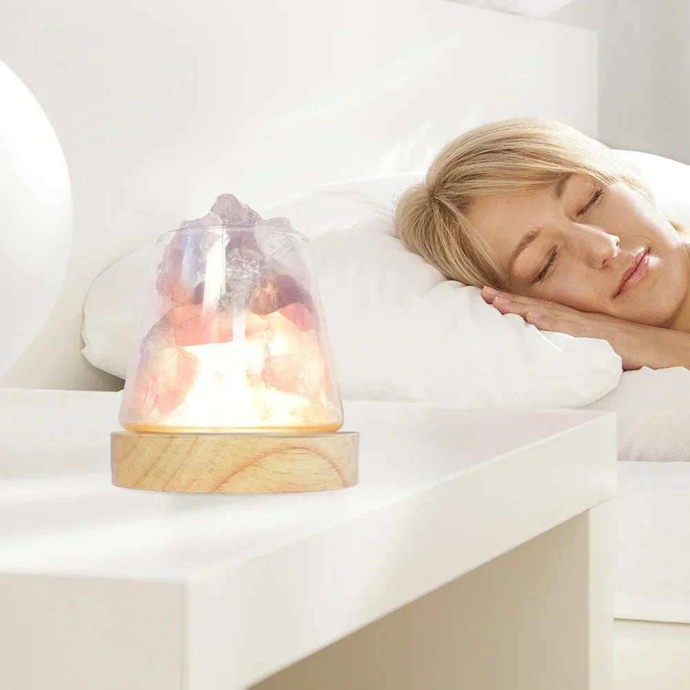 Himalaya Saltlampe - Krystal Nattelys &amp; Æterisk Oliediffuser
