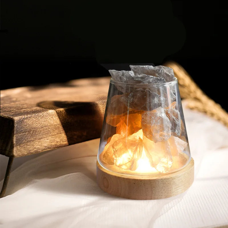Himalaya Saltlampe - Krystal Nattelys &amp; Æterisk Oliediffuser