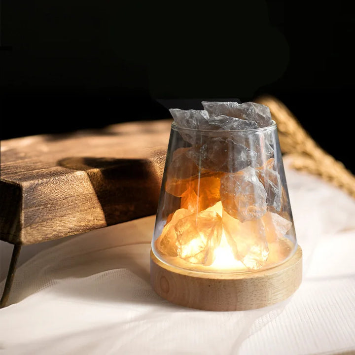 Himalaya Saltlampe - Krystal Nattelys &amp; Æterisk Oliediffuser