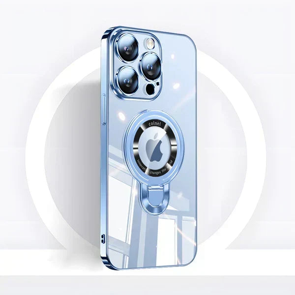 iPhone MagSafe Serie | Transparent elektroplateret roterende stand telefoncover