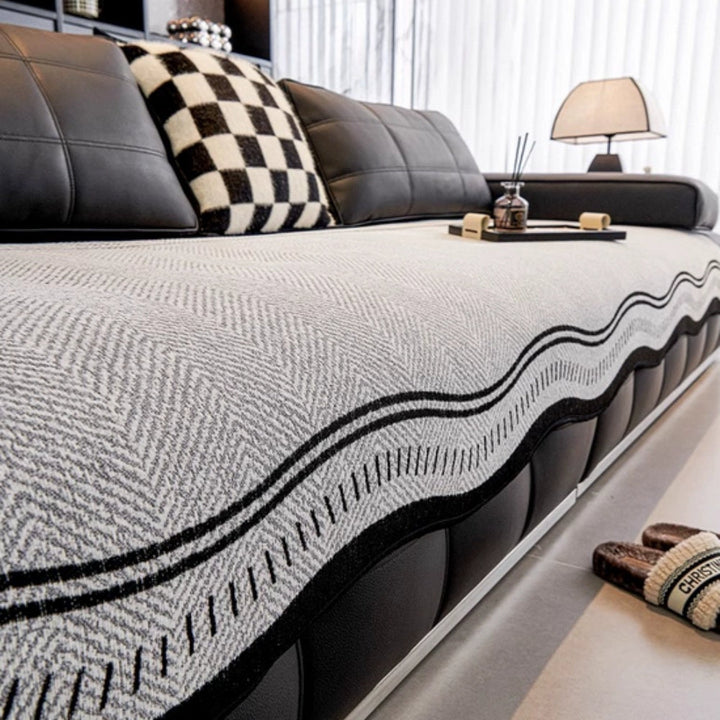 Moderne Bølge Anti-Skrid Sofa Betræk