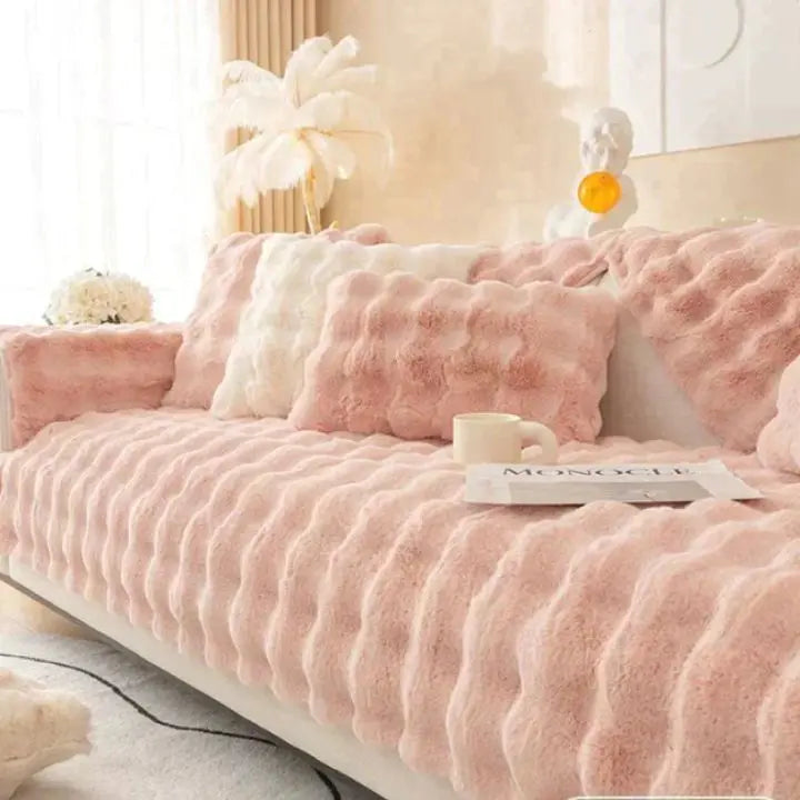 Tykt Kanin Plush Sofa Dække