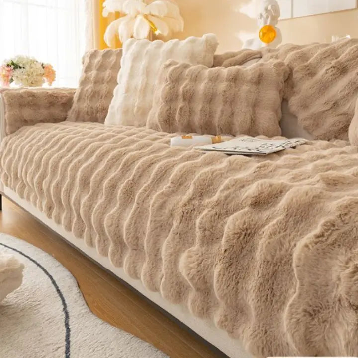 Tykt Kanin Plush Sofa Dække