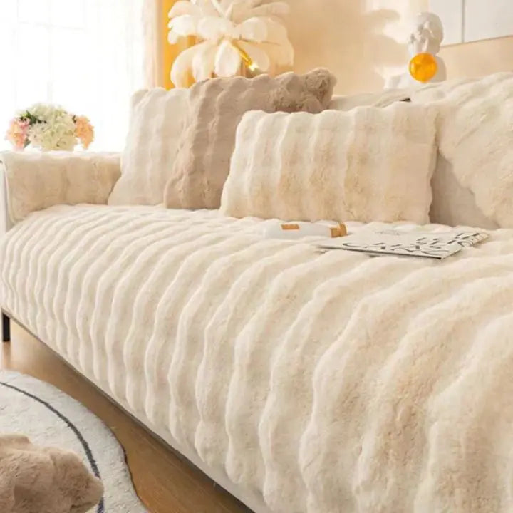Tykt Kanin Plush Sofa Dække
