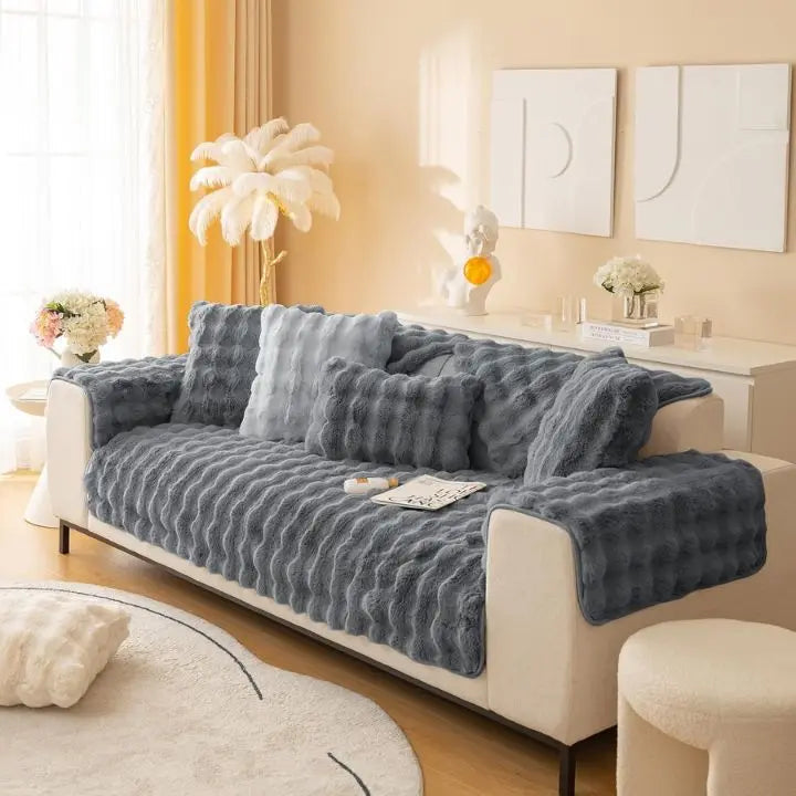 Tykt Kanin Plush Sofa Dække