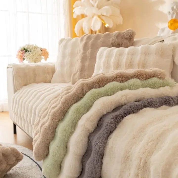 Tykt Kanin Plush Sofa Dække