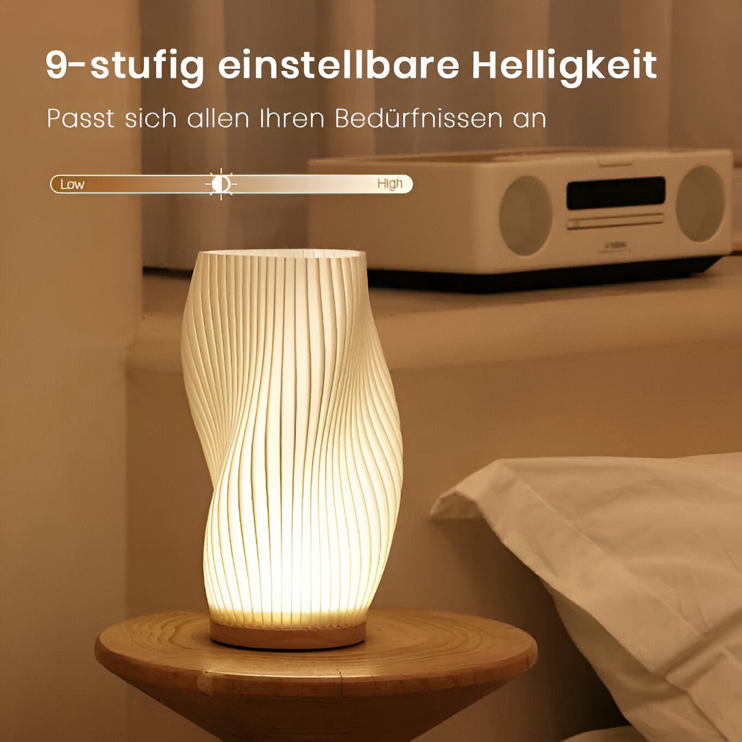 DreamWave - Moderne cremefarvet 3D bølgelampe med elegant metalbund