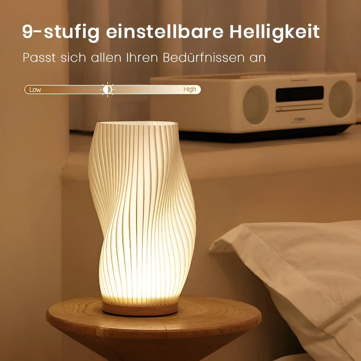 DreamWave - Moderne cremefarvet 3D bølgelampe med elegant metalbund