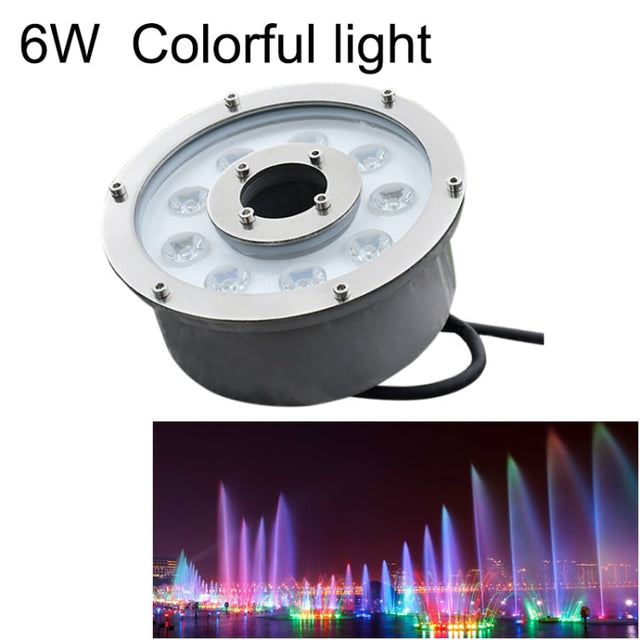 6W Landskabs farveskiftende Ring LED Aluminiumlegering Underwater Fountain Light (farveskiftende)