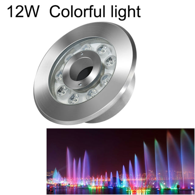 12W Landskabs farveskiftende Ring LED Rustfrit Stål Underwater Spotlight (farverig)