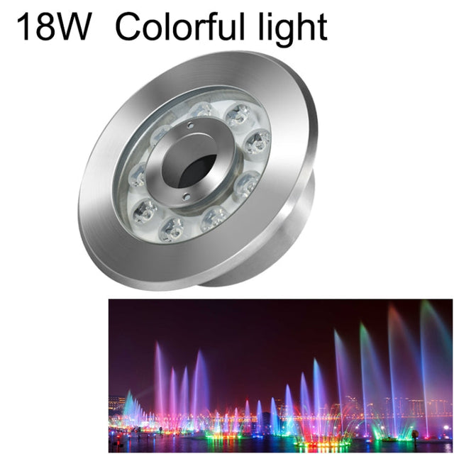 18W Landskabsfarvet farveskiftende ring LED Rustfrit Stål Underwater Fountain Light (farverig)