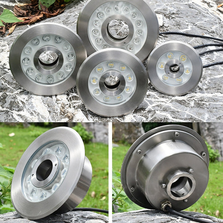 18W Landskabsfarvet farveskiftende ring LED Rustfrit Stål Underwater Fountain Light (farverig)