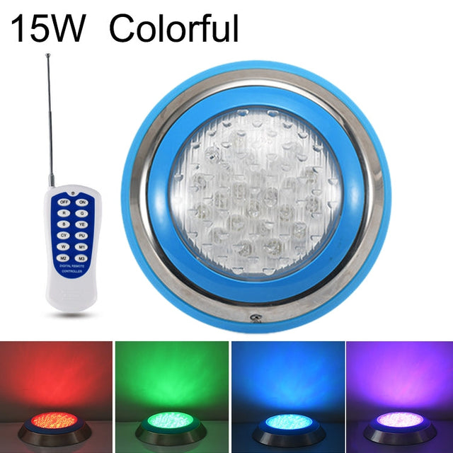 15W LED Rustfrit Stål Vægbelyst Poolbelysning Landskabsundervandslys (farvet lys + fjernbetjening)