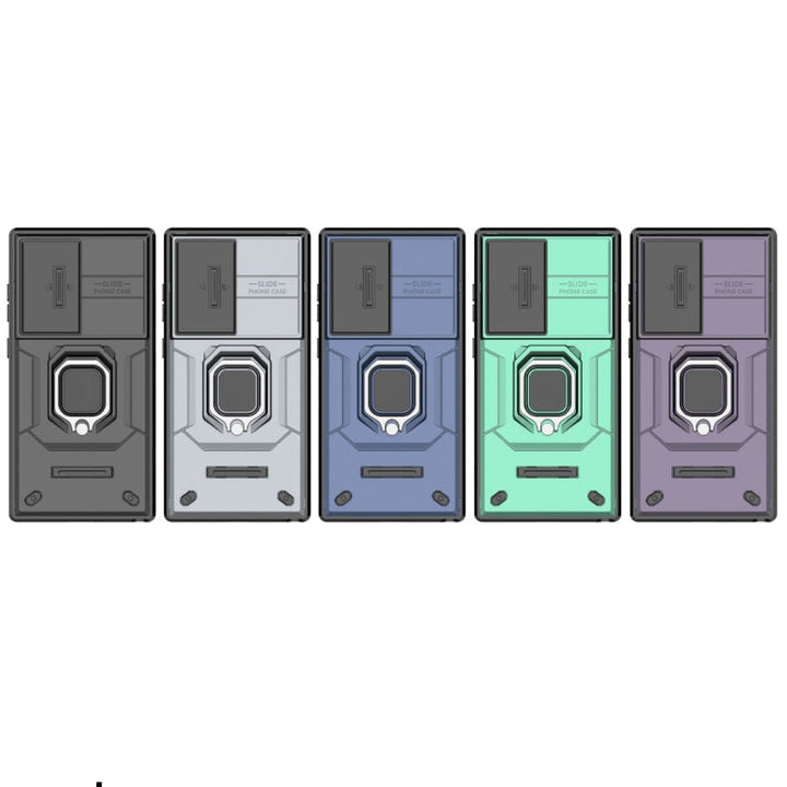For Samsung Galaxy S24 Ultra 5G Sliding Camshield TPU + PC Stødabsorberende Telefonetui med Holder (grå)