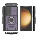 For Samsung Galaxy S24 Ultra 5G Sliding Camshield TPU + PC Stødabsorberende Telefoncover med Holder (Lilla)