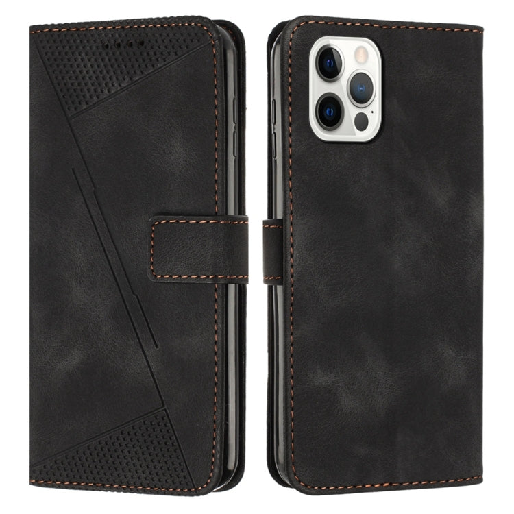 For iPhone 13 Pro Max Dream Triangle Læder Telefon Etui med Skulderrem (Sort)