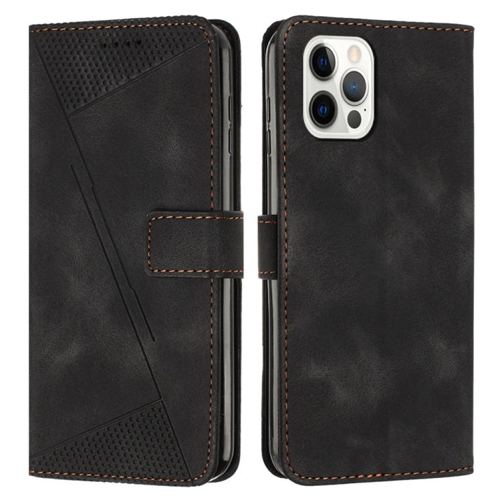 For iPhone 13 Pro Max Dream Triangle Læder Telefon Etui med Skulderrem (Sort)