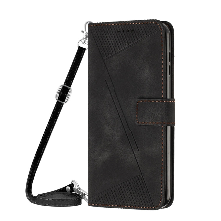 For iPhone 13 Pro Max Dream Triangle Læder Telefon Etui med Skulderrem (Sort)