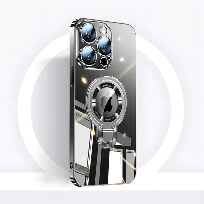 iPhone MagSafe Serie | Transparent elektroplateret roterende stand telefoncover