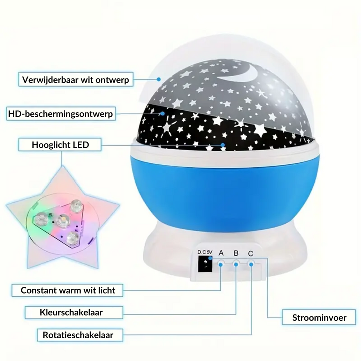 Stjerneprojektor Natlampe - Luna