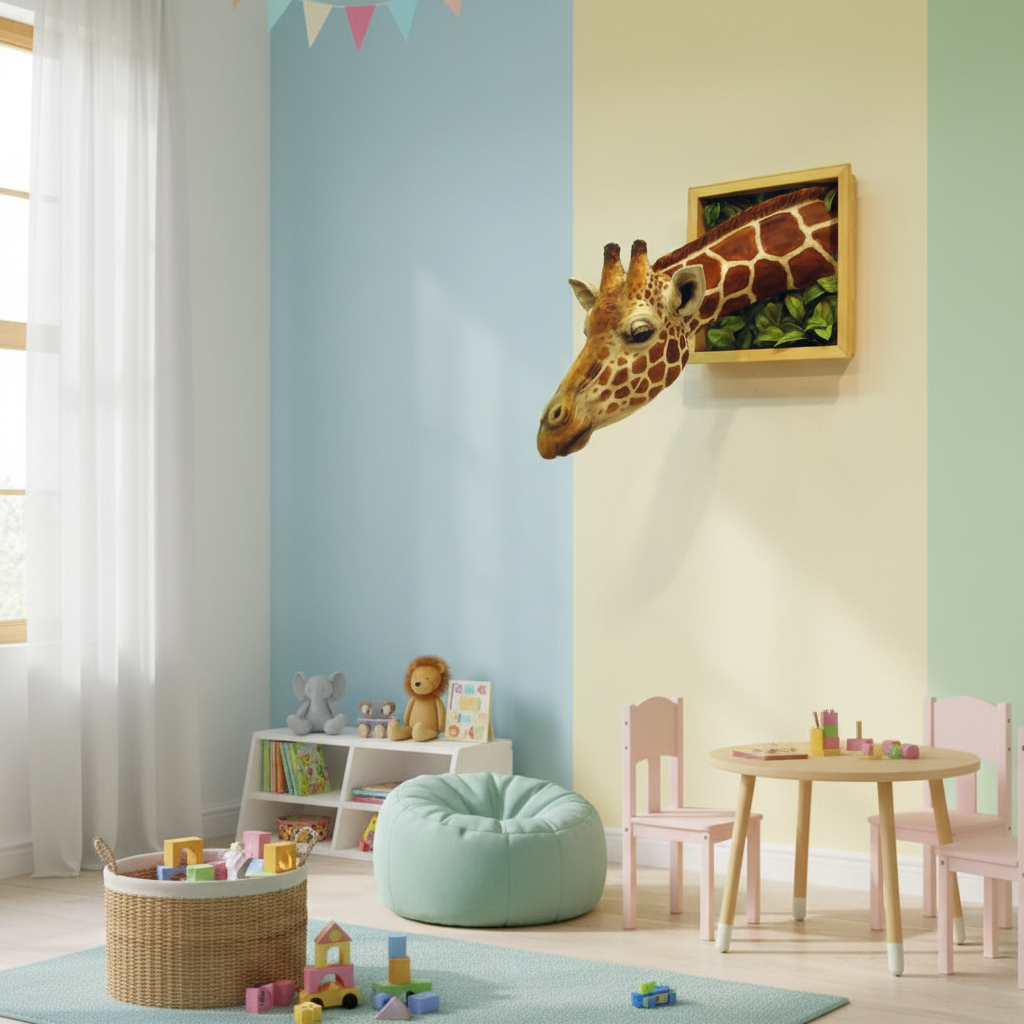 Giraffehoved - Vægdekoration - 3D skulptur - Livsstørrelse dekoration