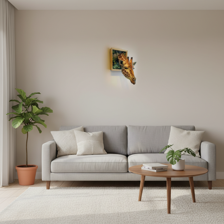 Giraffehoved - Vægdekoration - 3D skulptur - Livsstørrelse dekoration