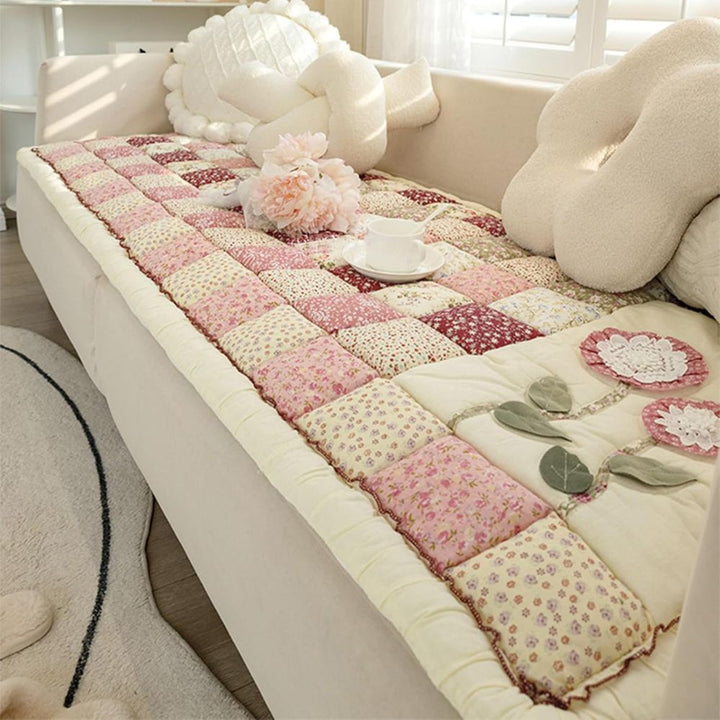 Blomsterbloom Quiltet Sofa Betræk