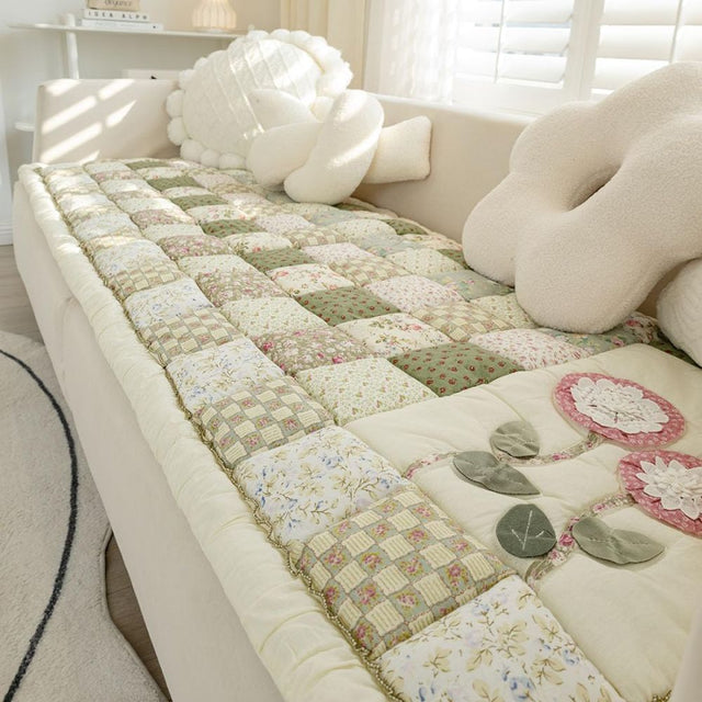 Blomsterbloom Quiltet Sofa Betræk