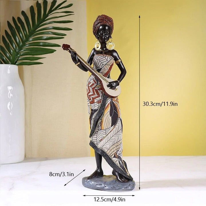 Afrikansk Kvindelig Musiker Skulptur
