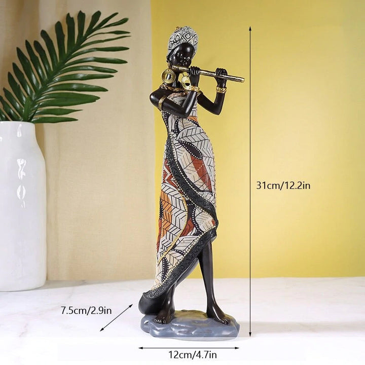 Afrikansk Kvindelig Musiker Skulptur